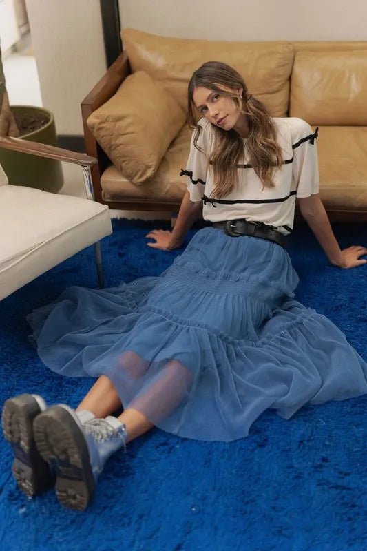 Annie Wear Tulle Tiered Midi Skirt - VeauBeauty