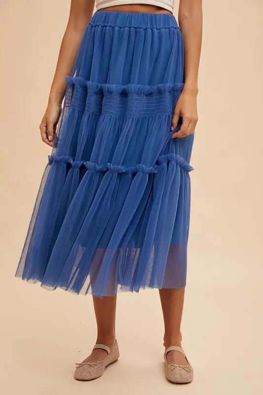 Annie Wear Tulle Tiered Midi Skirt - VeauBeauty
