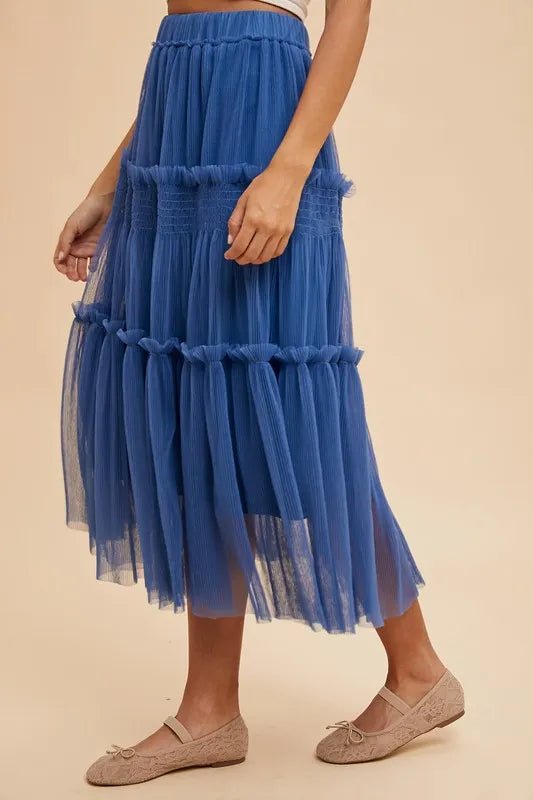 Annie Wear Tulle Tiered Midi Skirt - VeauBeauty