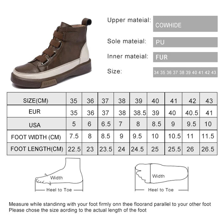 Antique Color Flat Leather Lace - Up Boots – Casual Student Winter Shoes - VeauBeauty