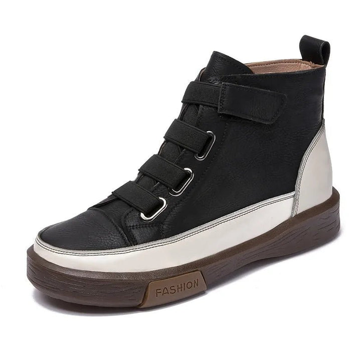 Antique Color Flat Leather Lace - Up Boots – Casual Student Winter Shoes - VeauBeauty