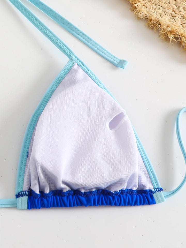 AureBlu Triangle Bikini – 2025 Blue Halter String Swimsuit for Women - VeauBeauty