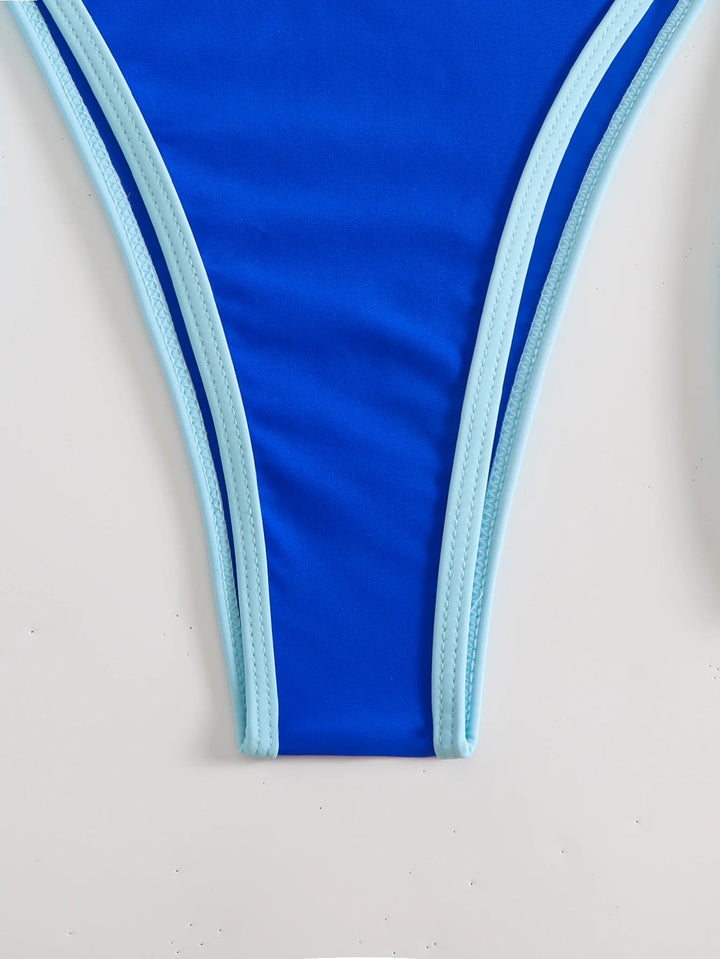 AureBlu Triangle Bikini – 2025 Blue Halter String Swimsuit for Women - VeauBeauty