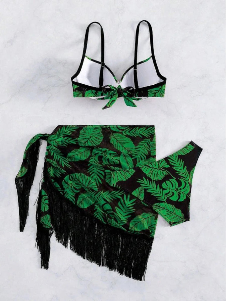 Aurelia 2025 – 3 Pieces Print Push - Up Bikini & Tassel Beach Shirt for Women - VeauBeauty