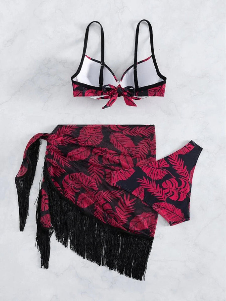 Aurelia 2025 – 3 Pieces Print Push - Up Bikini & Tassel Beach Shirt for Women - VeauBeauty