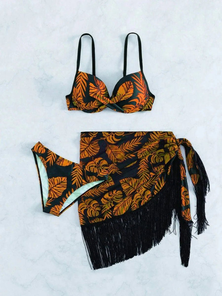 Aurelia 2025 – 3 Pieces Print Push - Up Bikini & Tassel Beach Shirt for Women - VeauBeauty