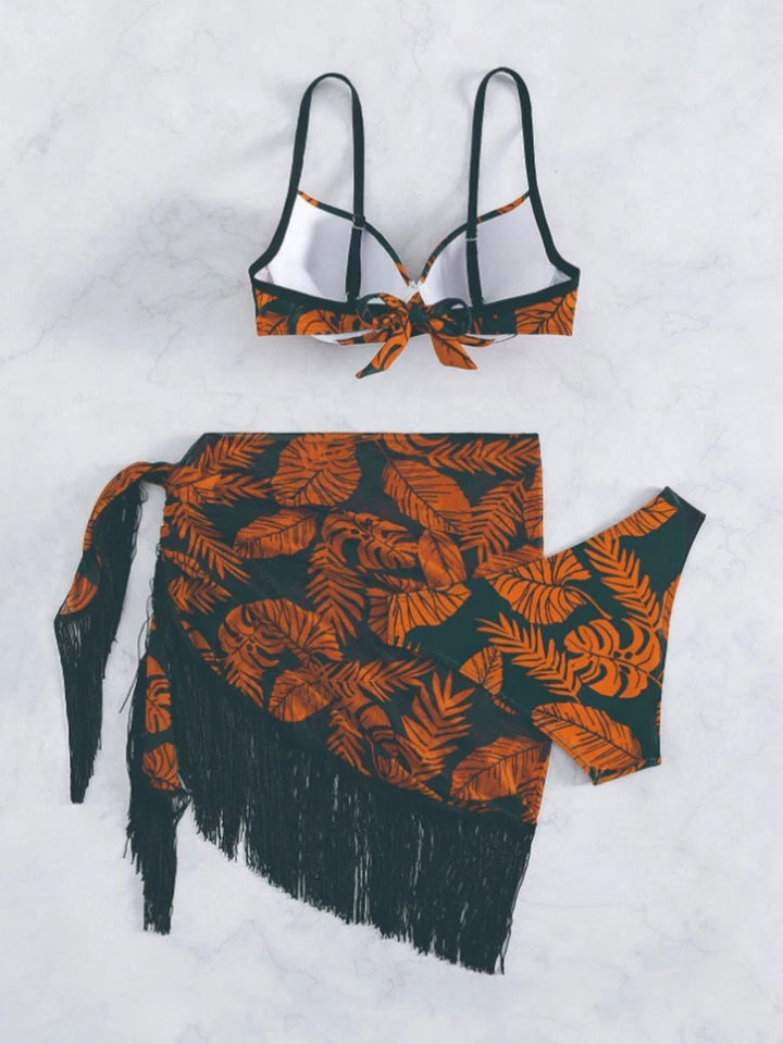 Aurelia 2025 – 3 Pieces Print Push - Up Bikini & Tassel Beach Shirt for Women - VeauBeauty