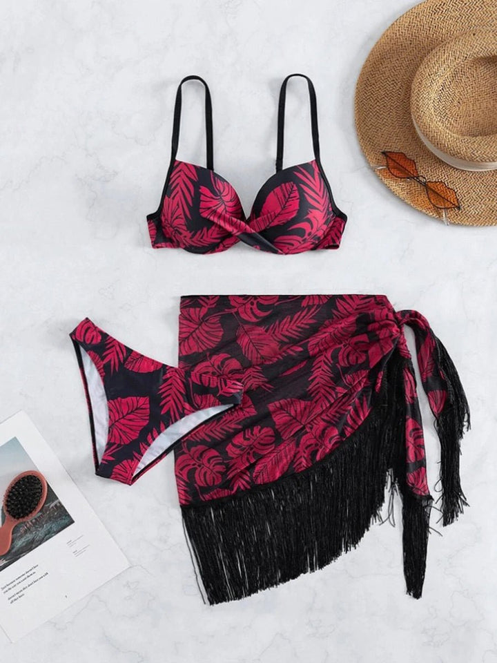 Aurelia 2025 – 3 Pieces Print Push - Up Bikini & Tassel Beach Shirt for Women - VeauBeauty