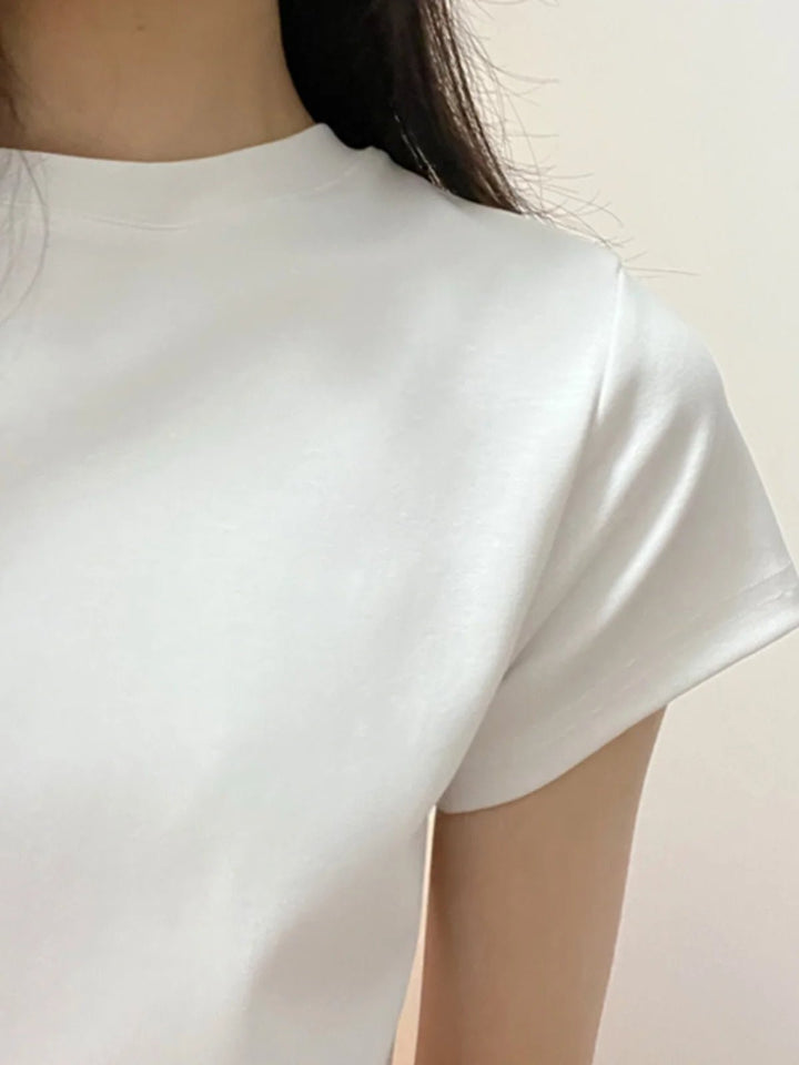 Basic Slim Fit Cotton T-Shirt – Korean Style Summer Crop - VeauBeauty