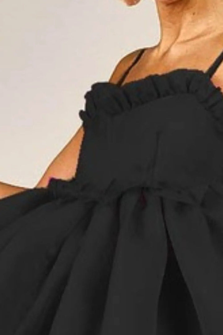 BiBi Ruffled Edge Sweet Heart Neck Sleeveless Tulle Dress - VeauBeauty