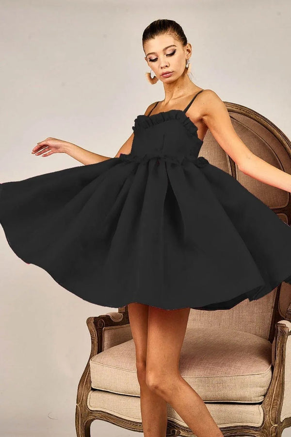 BiBi Ruffled Edge Sweet Heart Neck Sleeveless Tulle Dress - VeauBeauty