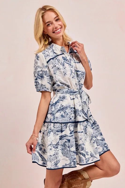 BiBi Woven Printed Tiered Dress - VeauBeauty