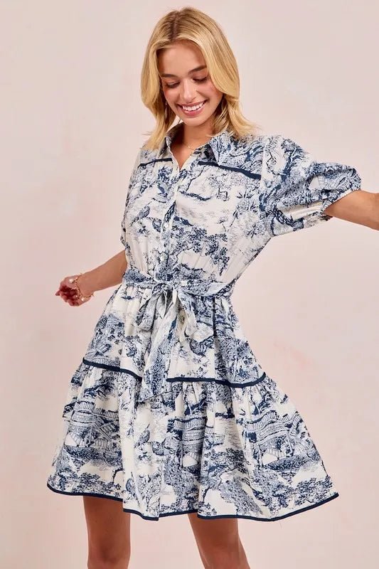 BiBi Woven Printed Tiered Dress - VeauBeauty