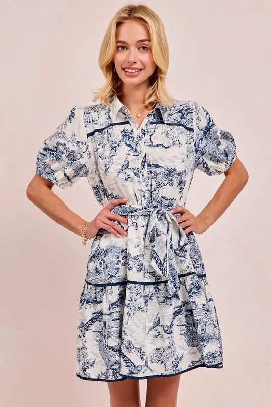 BiBi Woven Printed Tiered Dress - VeauBeauty