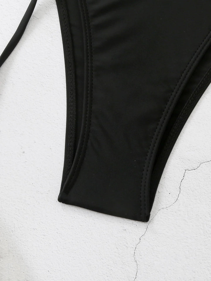 Black Triangle Sexy Bikini Set – Low Waist Wire - Free Swimwear with Pads 2025 - VeauBeauty