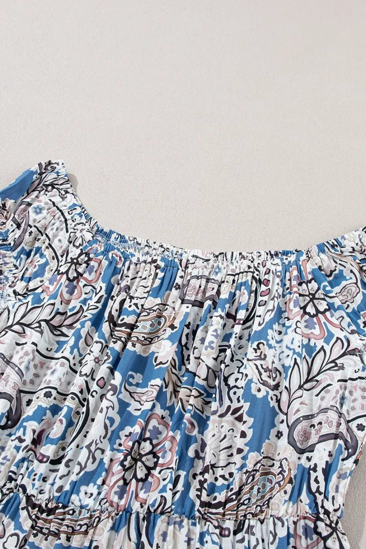 Boho Paisley Print Off Shoulder Maxi Dress - VeauBeauty