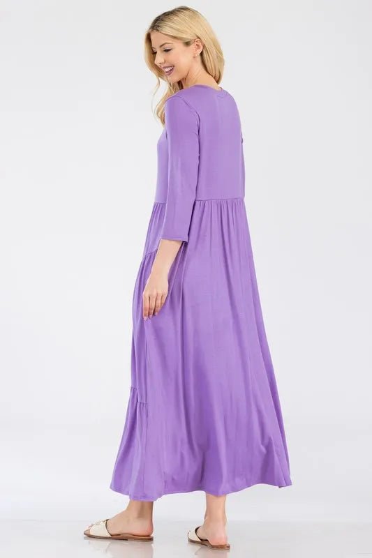 Celeste Full Size Asymmetric Tiered Midi - Dress Plus Size - VeauBeauty