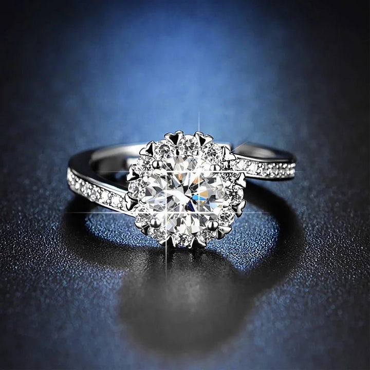 Charm 925 Sterling Silver Crystal Ring – Adjustable Birthday Party Jewelry Gift - VeauBeauty