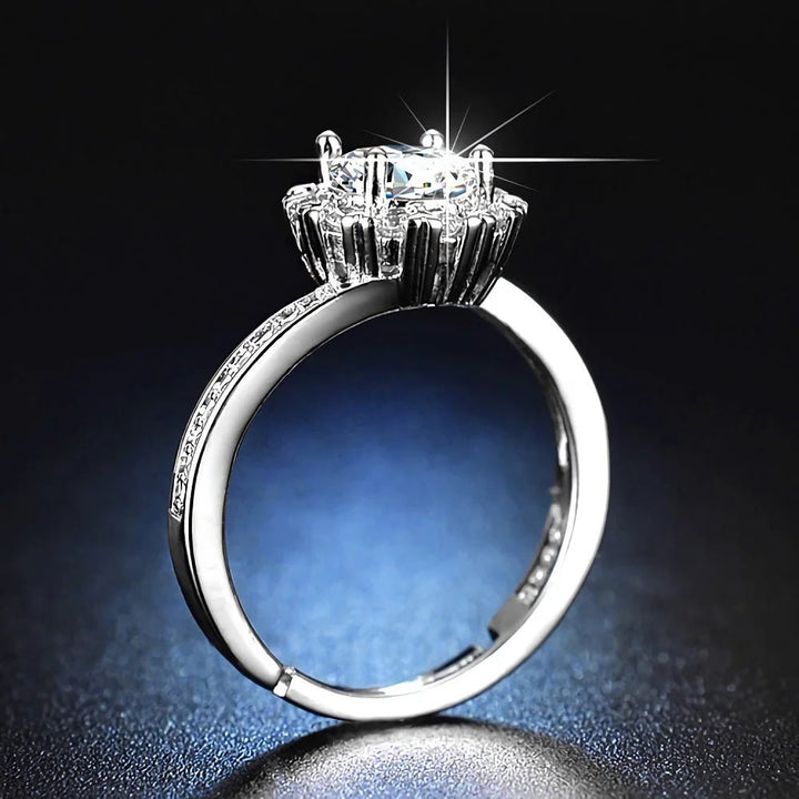 Charm 925 Sterling Silver Crystal Ring – Adjustable Birthday Party Jewelry Gift - VeauBeauty