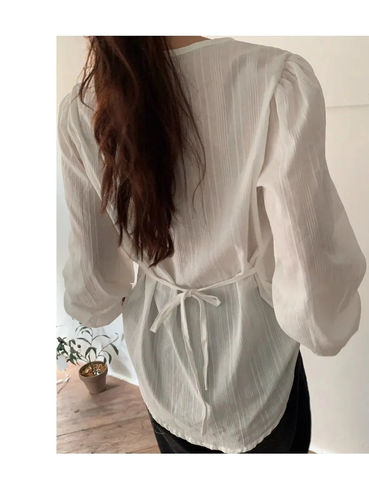 Chic ALine Skirt & Shirt Set – Long Sleeve Two - Piece with Sash Design - VeauBeauty