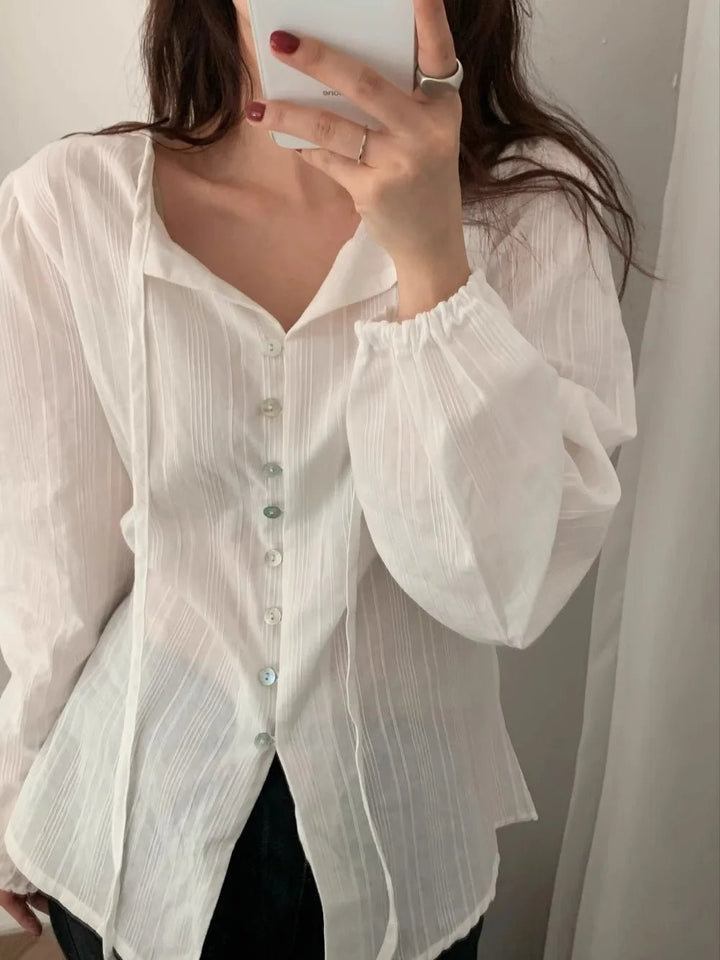 Chic ALine Skirt & Shirt Set – Long Sleeve Two - Piece with Sash Design - VeauBeauty