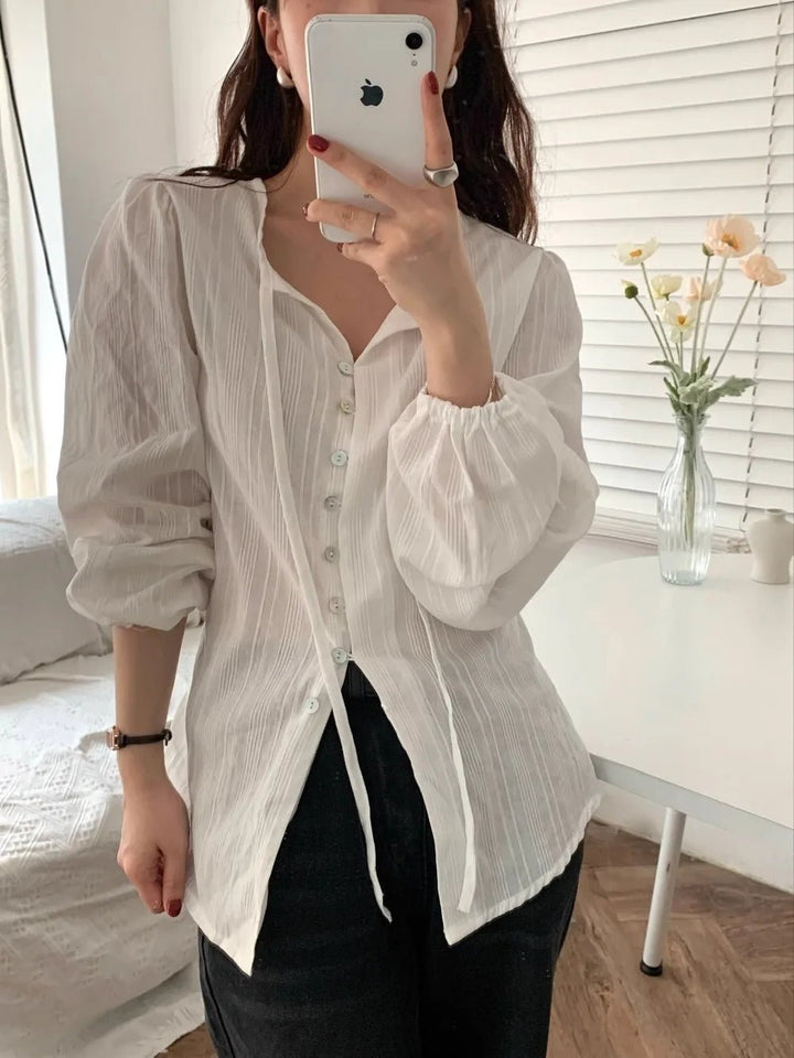 Chic ALine Skirt & Shirt Set – Long Sleeve Two - Piece with Sash Design - VeauBeauty