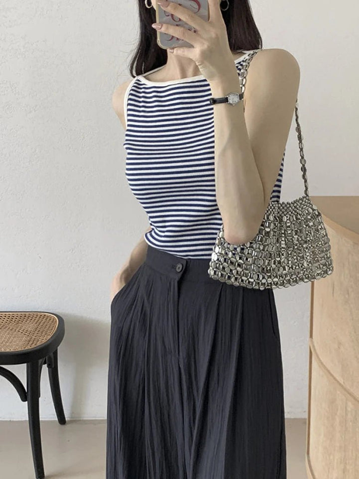 Chic Striped Slim Tank – Women's Youth Fit Summer Top - VeauBeauty