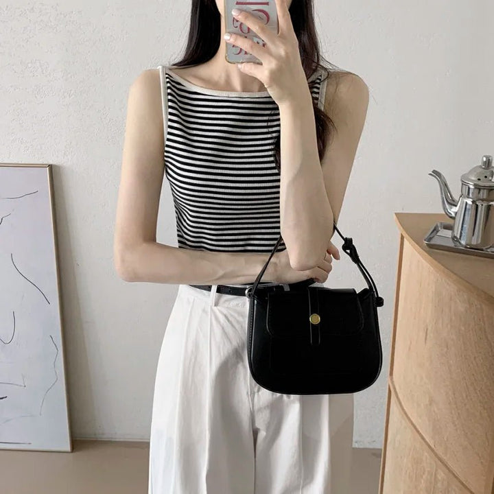 Chic Striped Slim Tank – Women's Youth Fit Summer Top - VeauBeauty
