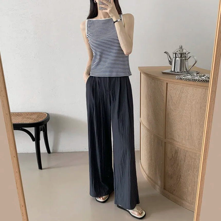 Chic Striped Slim Tank – Women's Youth Fit Summer Top - VeauBeauty