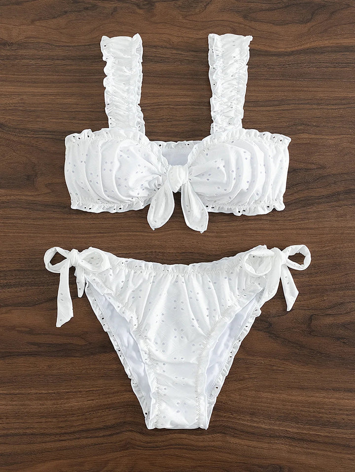 Classic Solid Color Bikini Set – Wire - Free Padded Swimwear for Women - VeauBeauty