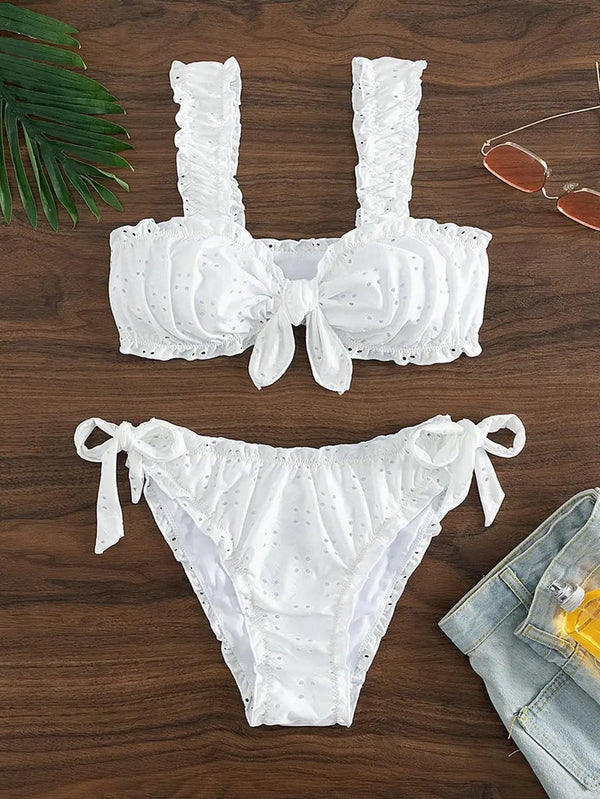 Classic Solid Color Bikini Set – Wire - Free Padded Swimwear for Women - VeauBeauty