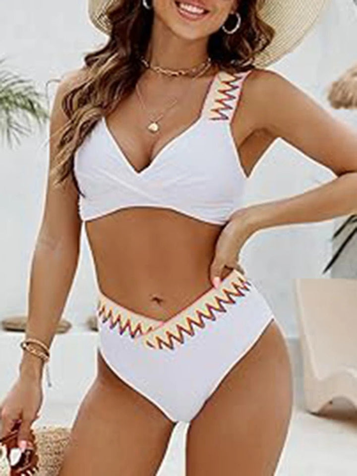 CoastalWrap V - Waist Bikini Set – 2025 High - Waist Cross Padded Swimwear - VeauBeauty
