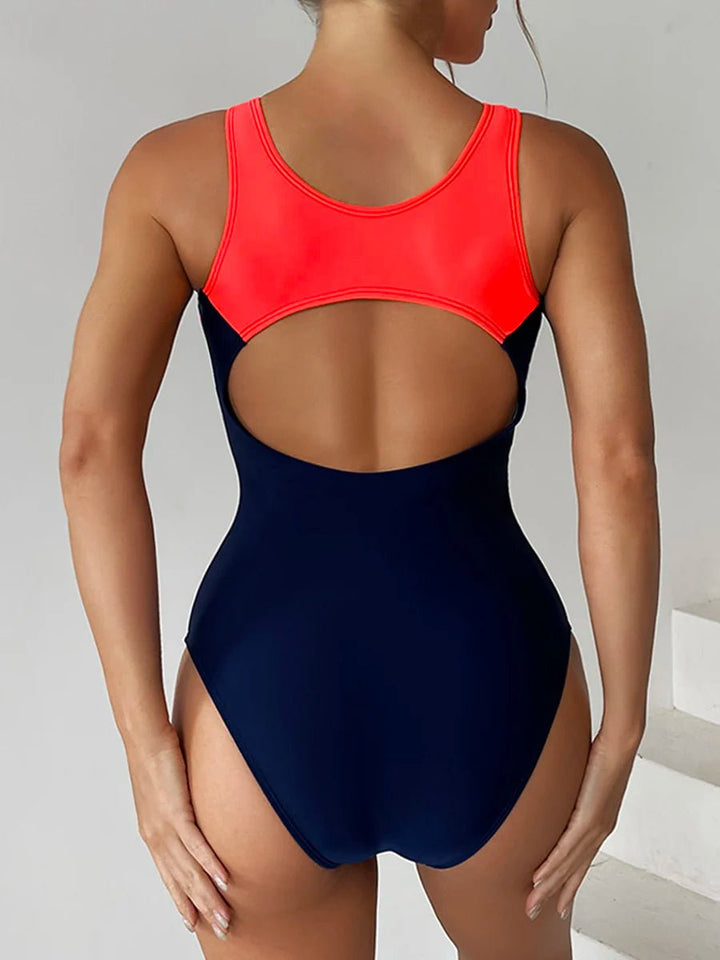 Colorblock One - Piece Swimsuit – Sleek Patchwork Swimwear for Women (S–3XL) 2025 - VeauBeauty