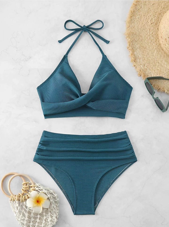 CoreFit High Waist Bikini Set – Minimalist Solid Wire - Free Swimwear for Women 2025 - VeauBeauty