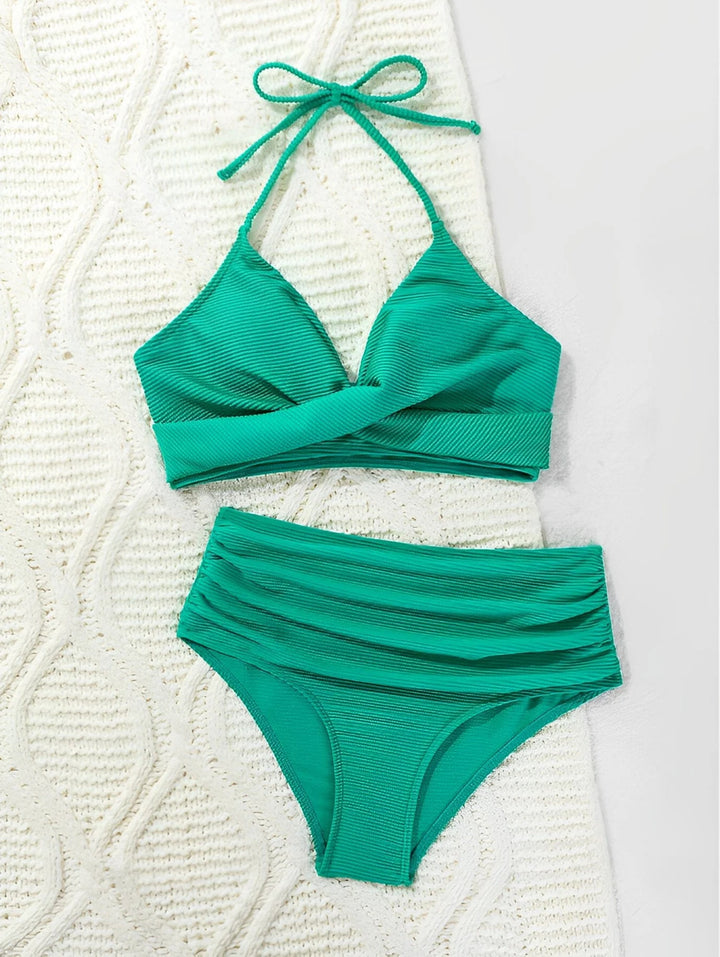 CoreFit High Waist Bikini Set – Minimalist Solid Wire - Free Swimwear for Women 2025 - VeauBeauty