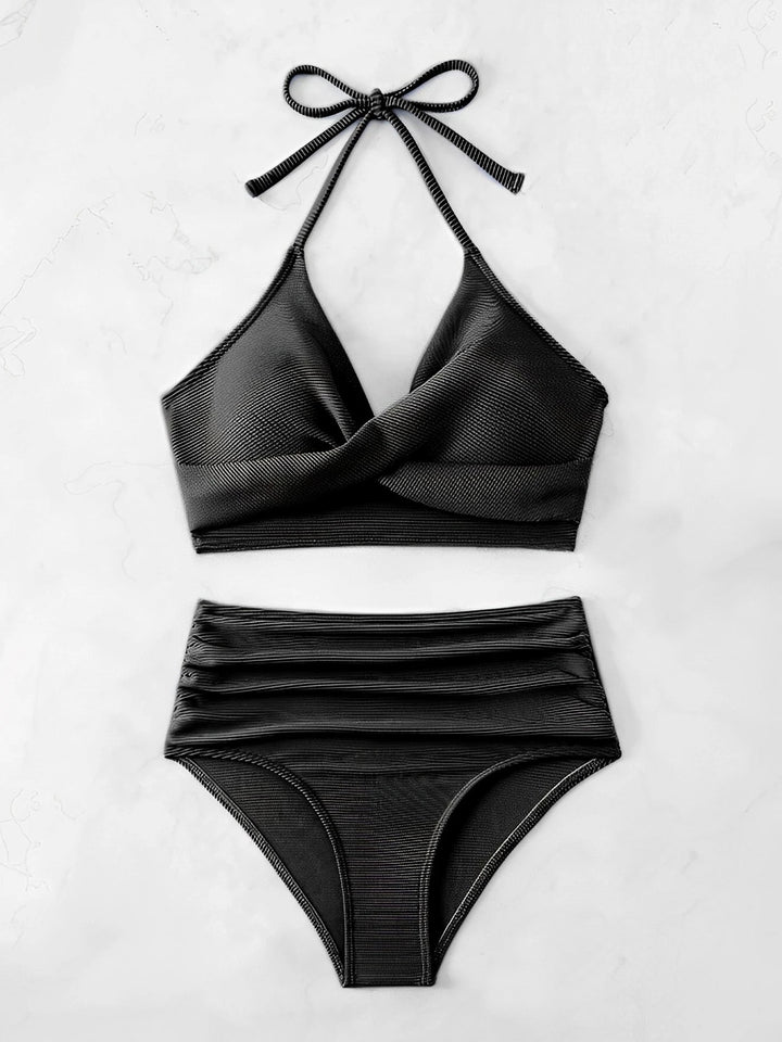 CoreFit High Waist Bikini Set – Minimalist Solid Wire - Free Swimwear for Women 2025 - VeauBeauty