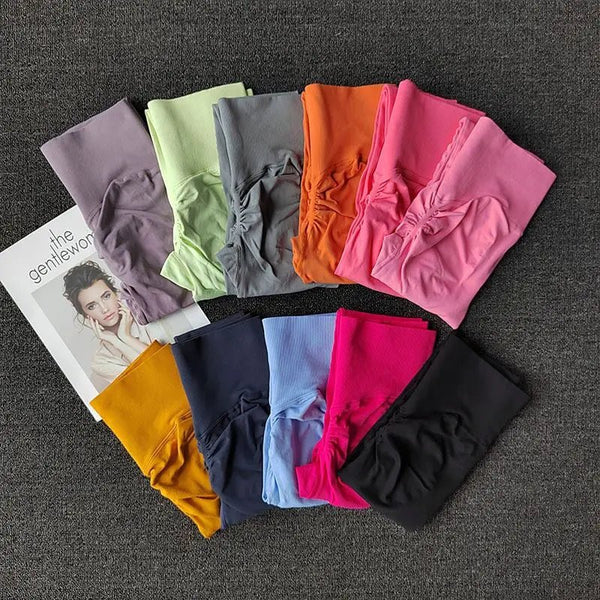 CoreMotion Seamless Full - Length Yoga Leggings – Elastic Waist, Nylon Stretch Fit - VeauBeauty