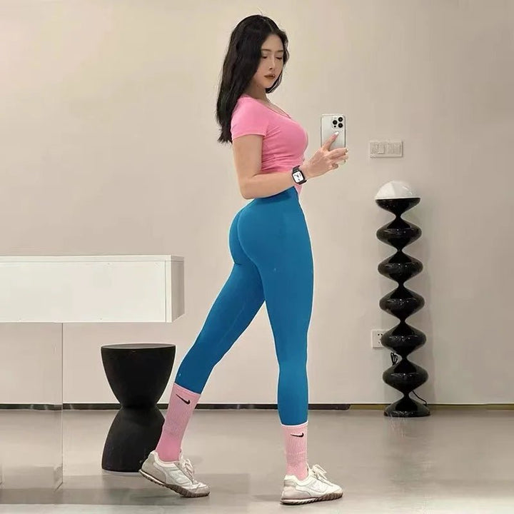 CoreMotion Seamless Full - Length Yoga Leggings – Elastic Waist, Nylon Stretch Fit - VeauBeauty