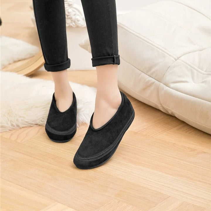 Cow Suede Flat Snow Boots – Warm Ankle Winter Shoes for Women (Large Size Available) - VeauBeauty
