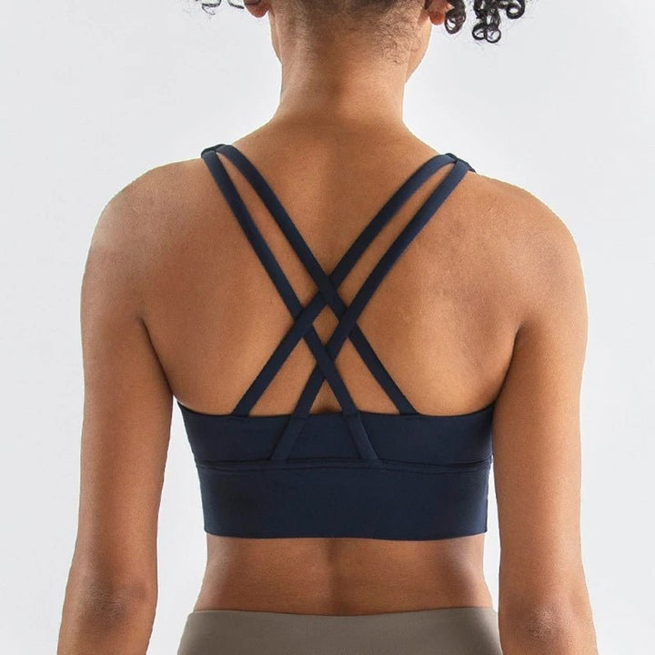 Cross Back High Impact Nylon Sports Bra – Breathable Shockproof Yoga Bra for Women - VeauBeauty
