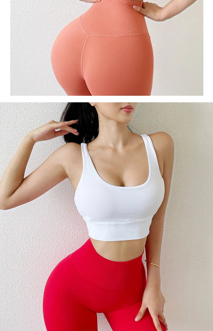 Cross Back High Impact Nylon Sports Bra – Breathable Shockproof Yoga Bra for Women - VeauBeauty