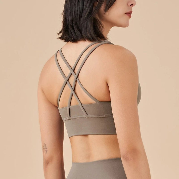 Cross Back High Impact Nylon Sports Bra – Breathable Shockproof Yoga Bra for Women - VeauBeauty