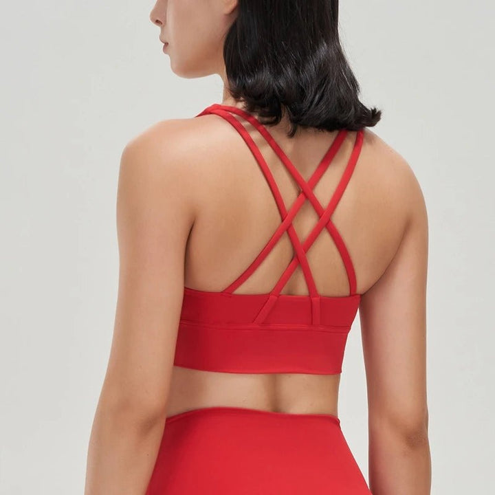 Cross Back High Impact Nylon Sports Bra – Breathable Shockproof Yoga Bra for Women - VeauBeauty