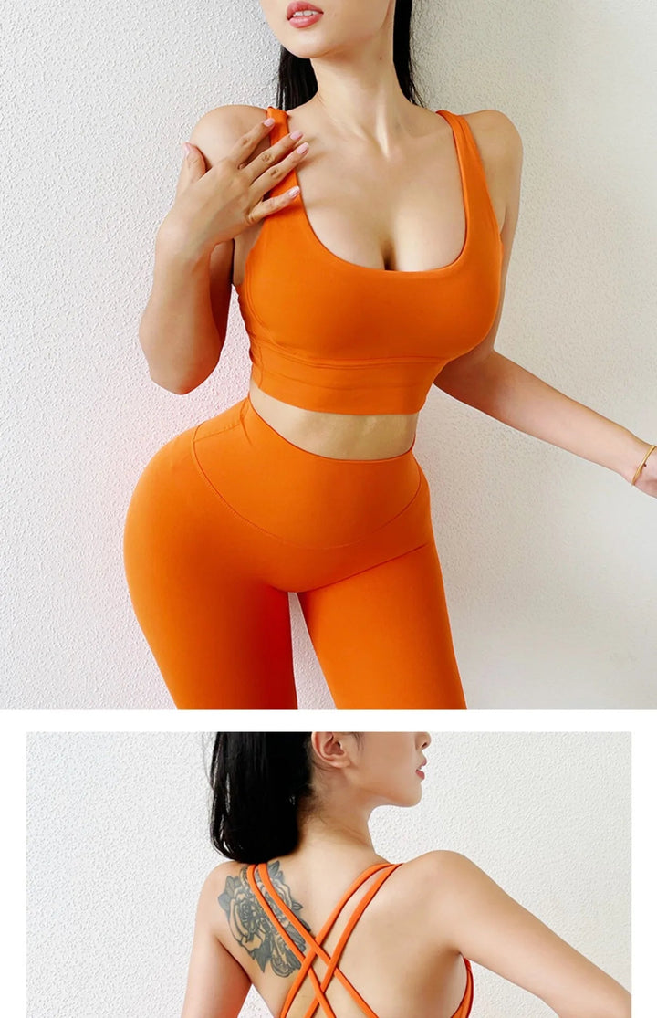 Cross Back High Impact Nylon Sports Bra – Breathable Shockproof Yoga Bra for Women - VeauBeauty