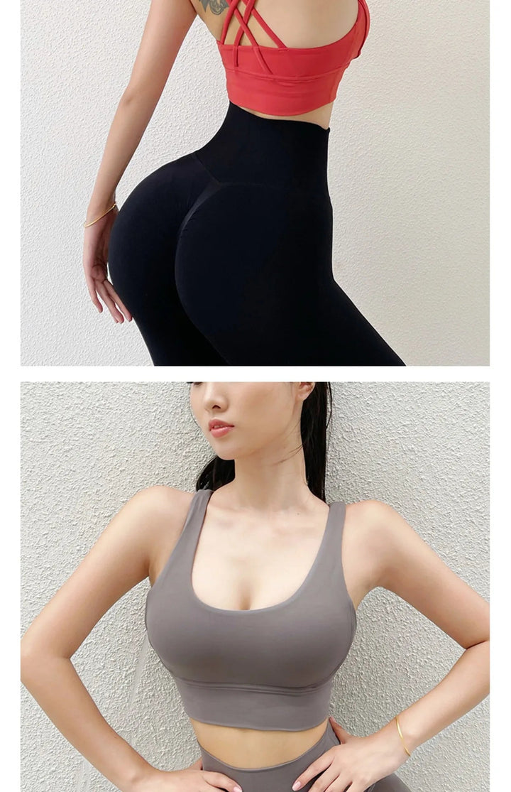 Cross Back High Impact Nylon Sports Bra – Breathable Shockproof Yoga Bra for Women - VeauBeauty