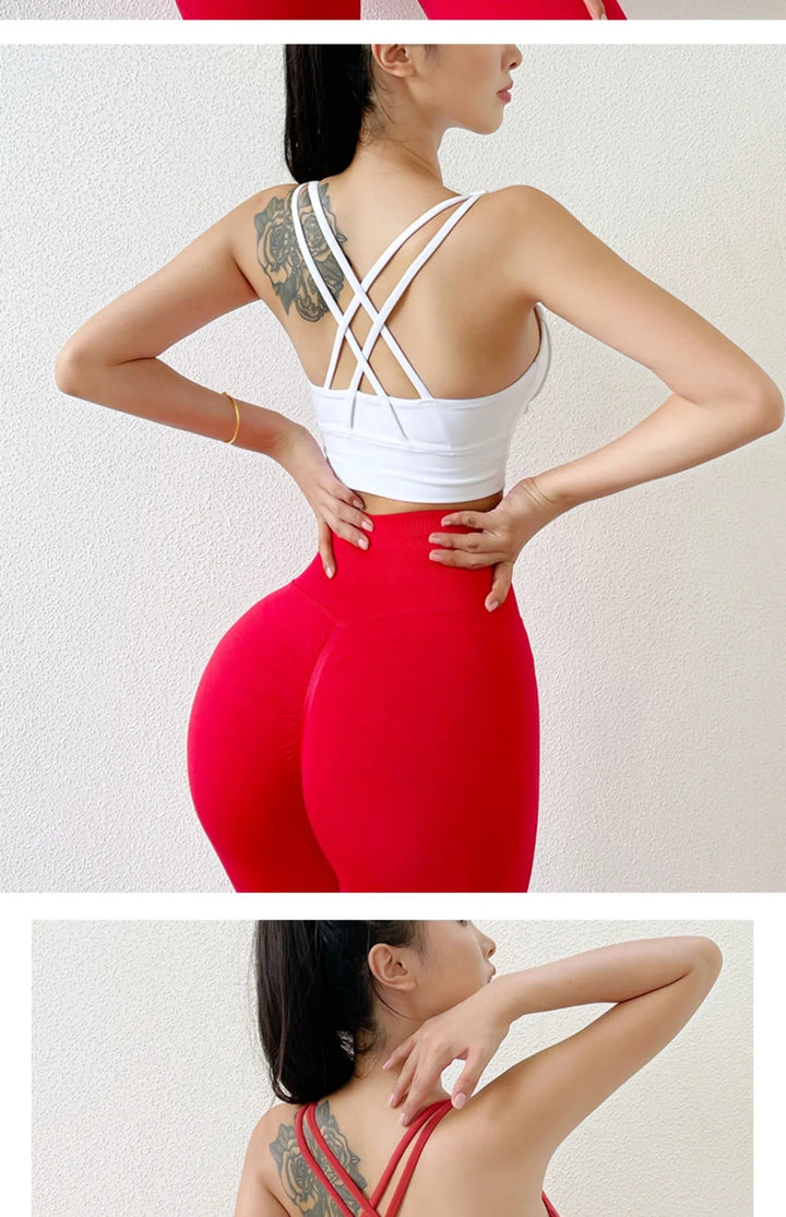 Cross Back High Impact Nylon Sports Bra – Breathable Shockproof Yoga Bra for Women - VeauBeauty