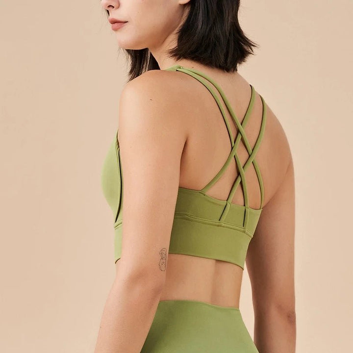 Cross Back High Impact Nylon Sports Bra – Breathable Shockproof Yoga Bra for Women - VeauBeauty