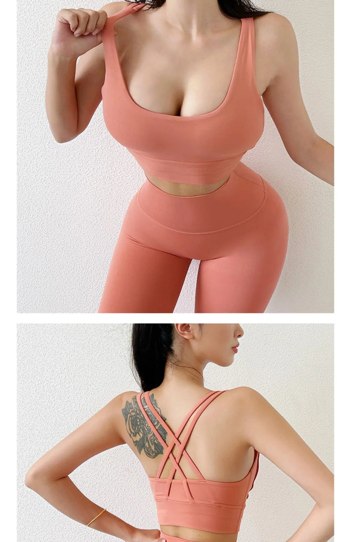Cross Back High Impact Nylon Sports Bra – Breathable Shockproof Yoga Bra for Women - VeauBeauty