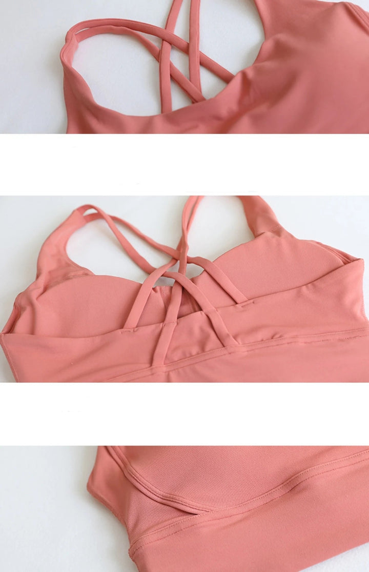 Cross Back High Impact Nylon Sports Bra – Breathable Shockproof Yoga Bra for Women - VeauBeauty