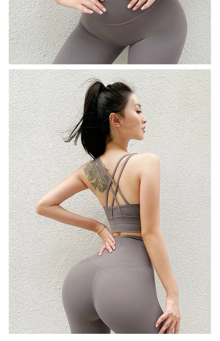 Cross Back High Impact Nylon Sports Bra – Breathable Shockproof Yoga Bra for Women - VeauBeauty